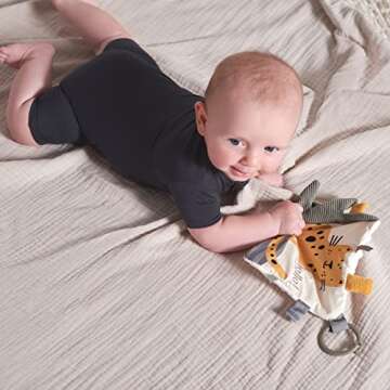 Gerber Baby Soft Crinkle Activity Toy with Teething Ring, Safari, One Size