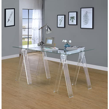 Modern Acrylic Writing Desk with Glass Top