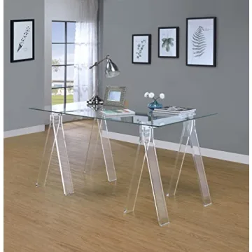 Modern Acrylic Writing Desk with Glass Top