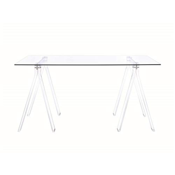 Modern Acrylic Writing Desk with Glass Top