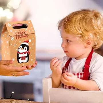 JOICEE Christmas Kraft Gift Boxes for Holiday Treats