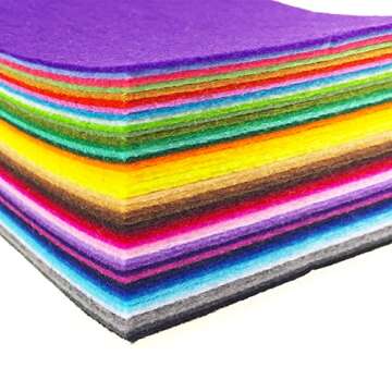 flic-flac 44PCS 6 x 6 inches (15 x 15cm) Assorted Color Felt Fabric Sheets Patchwork Sewing DIY Craf...