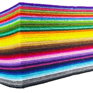 flic-flac 44PCS 6 x 6 inches (15 x 15cm) Assorted Color Felt Fabric Sheets Patchwork Sewing DIY Craft 1mm Thick … (15cm * 15cm, 44pcs)