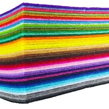 flic-flac 44PCS 6 x 6 inches (15 x 15cm) Assorted Color Felt Fabric Sheets Patchwork Sewing DIY Craft 1mm Thick … (15cm * 15cm, 44pcs)