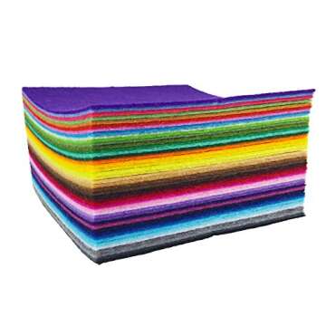 flic-flac 44PCS 6 x 6 inches (15 x 15cm) Assorted Color Felt Fabric Sheets Patchwork Sewing DIY Craft 1mm Thick … (15cm * 15cm, 44pcs)