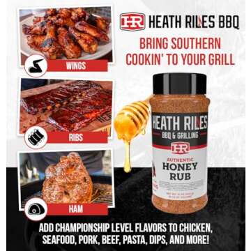 Heath Riles BBQ Rub - Award-Winning Honey BBQ Seasoning, 12 oz.