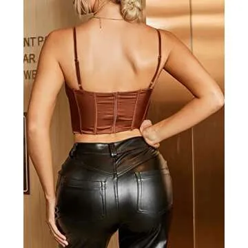 Trendy Satin Spaghetti Strap Crop Top for Women