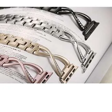 Secbolt Bands Compatible with Apple Watch Band 38mm 40mm 41mm 42mm(Series 10) Iwatch SE Series 10/9/8/7/6/5/4/3/2/1 Women Dressy Jewelry Stainless Steel Accessories Wristband Strap, Black