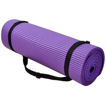 Fitvids All Purpose 1/2-Inch Extra Thick High Density Anti-Tear Exercise Yoga Mat and Knee Pad with Carrying Strap, Purple