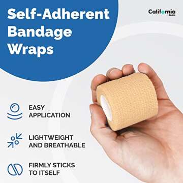 Self-Adhesive Bandage Wrap - Suitable for All Sports - Breathable Athletic Tape for Wrists - Knee and Ankle - Self Adhesive Bandage- 2 Inch- 12 Pack - Brown
