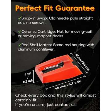 4 Pack Premium Ruby Turntable Needles for Crosley & More