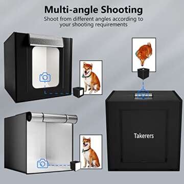 Photo Studio Light Box for Photography: Takerers 32x32 Inch 210 LED Large Lightbox for Product with 3 Stepless Dimming Light Panel, Professional Background Shooting Tent with 5 Color Backdrops