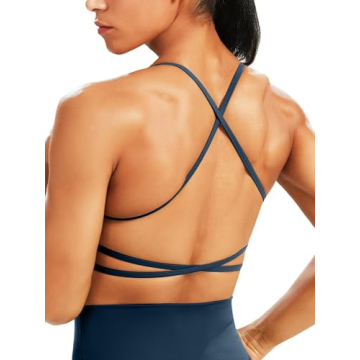 Unthewe Workout Sports Bra for Women Backless Padded Low Impact Bra Gym Yoga Crop Tank Top(U903-Navy...