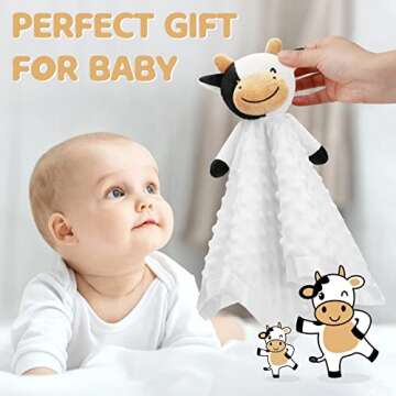 Pro Goleem Cow Security Blanket Soft Loveys for Babies for Boys and Girls Newborn Lovie Infant Blankie Cow Baby Stuff Baby Snuggle Toy Stuffed Animal Baby Gifts 16 Inch
