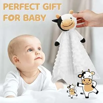 Pro Goleem Cow Security Blanket Soft Loveys for Babies for Boys and Girls Newborn Lovie Infant Blankie Cow Baby Stuff Baby Snuggle Toy Stuffed Animal Baby Gifts 16 Inch