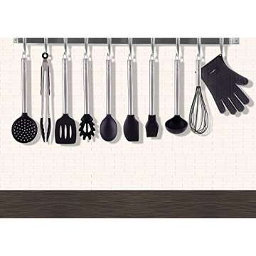 10 Piece Silicone Cooking Utensils Set with Stainless Steel Handles