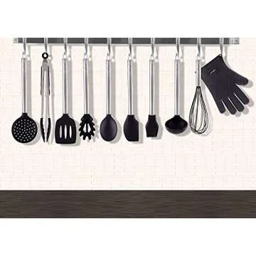 10 Piece Silicone Cooking Utensils Set with Stainless Steel Handles