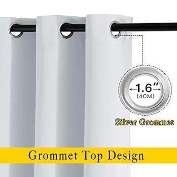NICETOWN Room Darkening Curtains for Living Room - Easy Care Solid Thermal Insulated Grommet Panels/Drapes for Bedroom (2 Panels, 52 by 84, Greyish White)