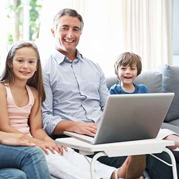 Tv Trays for Eating Set of 2, Adjustable Tv Dinner Tray Tables with 6 Height, Food Trays with Cup Holder for Eating On The Couch, White