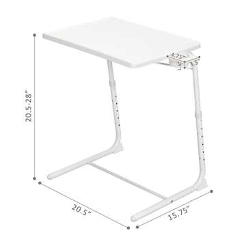 Tv Trays for Eating Set of 2, Adjustable Tv Dinner Tray Tables with 6 Height, Food Trays with Cup Holder for Eating On The Couch, White