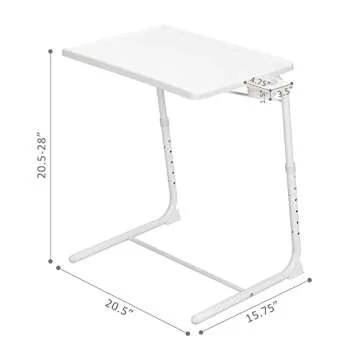 Tv Trays for Eating Set of 2, Adjustable Tv Dinner Tray Tables with 6 Height, Food Trays with Cup Holder for Eating On The Couch, White