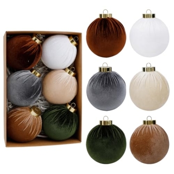 SUPREME XMAS 6 Pcs Christmas Tree Ornaments Set, 80mm/3.15in Large Velvet Christmas Ornaments for Ch...