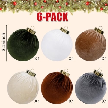 SUPREME XMAS Velvet Christmas Ornaments 6 Pcs Set for Trees