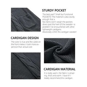 Traleubie Women's Open Front Long Sleeve Boho Boyfriend Knit Chunky Cardigan Sweater Dark Grey M