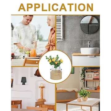 Glass Flower Vase with Rattan Cover, 7x6x6IN Modern/Farmhouse/Boho/Vintage Decor Cane Large Bottle for Living Room, Wedding, Centerpieces,Events, Dining Table, Bookshelf, Mantel and Entryway Decor