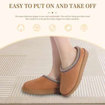 DEYUE Women's Slipper Platform Mini Boots Indoor Slippers Slip on Suede Comfy Short Ankle Boots