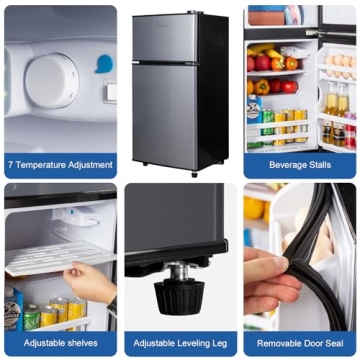 3.2 Cu.Ft Mini Fridge with Freezer - Double Door Design