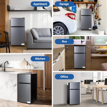 3.2 Cu.Ft Mini Fridge with Freezer - Double Door Design