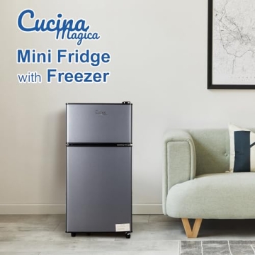 3.2 Cu.Ft Mini Fridge with Freezer - Double Door Design