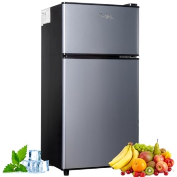 3.2 Cu.Ft Mini Fridge with Freezer - Double Door Design