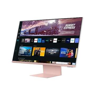 SAMSUNG 27" M80C UHD HDR Smart Computer Monitor Screen with Streaming Wireless Remote PC Access, Alexa Built-in (LS27CM80PUNXZA), Sunset Pink (Renewed)