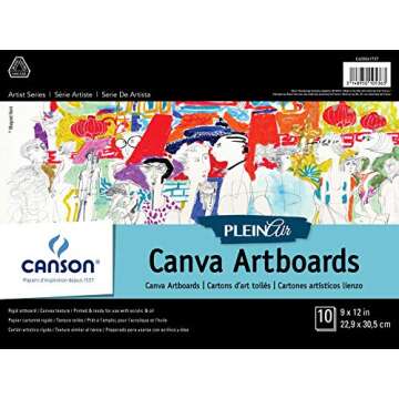 Canson Plein Air Canva Rigid Art Paint Boards, 9" x 12", Set of 10