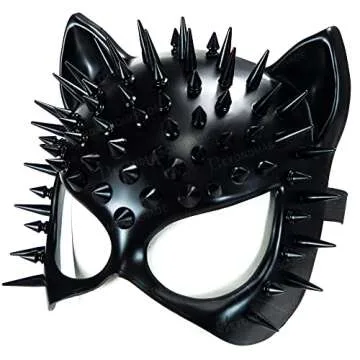 Steampunk Cat Mask Animal Masquerade Ball Cat Woman Mask Halloween Cosplay Costume Mask Party Masks Props (Black)