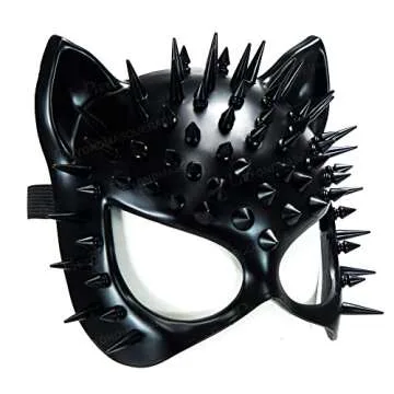 Steampunk Cat Mask Animal Masquerade Ball Cat Woman Mask Halloween Cosplay Costume Mask Party Masks Props (Black)