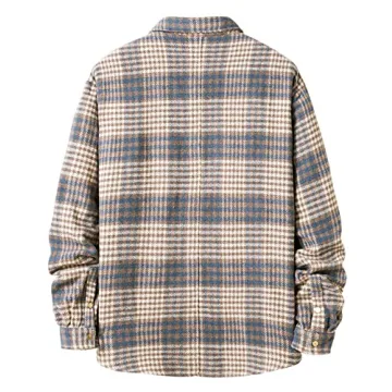 Stylish Locachy Men's Flannel Plaid Overshirt Jacket