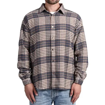 Stylish Locachy Men's Flannel Plaid Overshirt Jacket