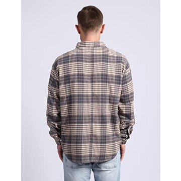 Stylish Locachy Men's Flannel Plaid Overshirt Jacket