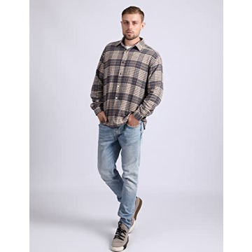 Stylish Locachy Men's Flannel Plaid Overshirt Jacket