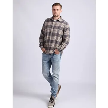 Stylish Locachy Men's Flannel Plaid Overshirt Jacket