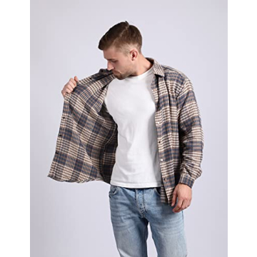 Stylish Locachy Men's Flannel Plaid Overshirt Jacket