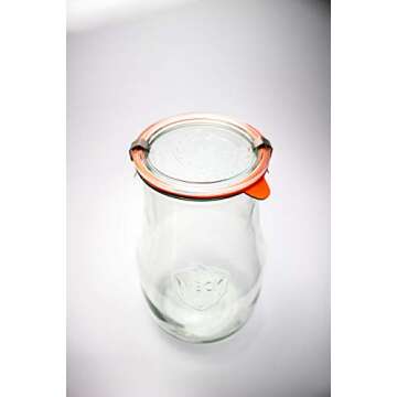 Weck Jars - Weck Tulip Jars 2.5 Liter - Sour Dough Starter Jars - Large Glass Jars for Sourdough - Starter Jar with Glass Lid - Tulip Jar with Wide Mouth - Suitable for Canning and Storage - 1 Jar