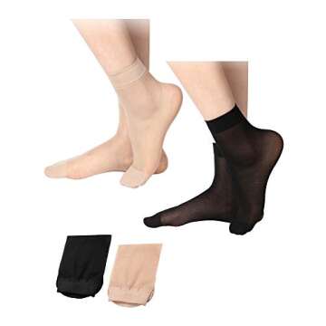 SATINIOR 20 Pair Women's Nylon Socks - Ankle High Sheer Comfort with Reinforced Toe
