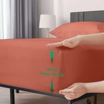 Z-hom Full Size Bed Sheets, 4 Piece Upgraded & Certified Sheets, Hotel Luxury Bedding Sheets & Pillowcases, Extra Soft & Wrinkle Free Sheets Cover, Deep Pocket Full Sheets up to 16 inch, Atumn Orange