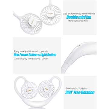 Viniper Portable 2000mAh Neck Fan for All Occasions