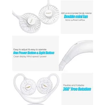 Viniper Portable 2000mAh Neck Fan for All Occasions