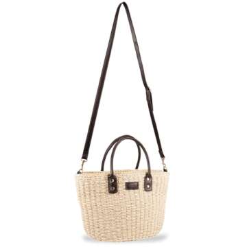 Straw Bag for Women - Handmade Women's Straw Purse Bag - Adjustable Shoulder Strap - Perfect for Sum...